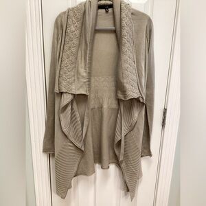 Fate wool Cardigan sweater exaggerated  collar, earthy neutral tunic medium